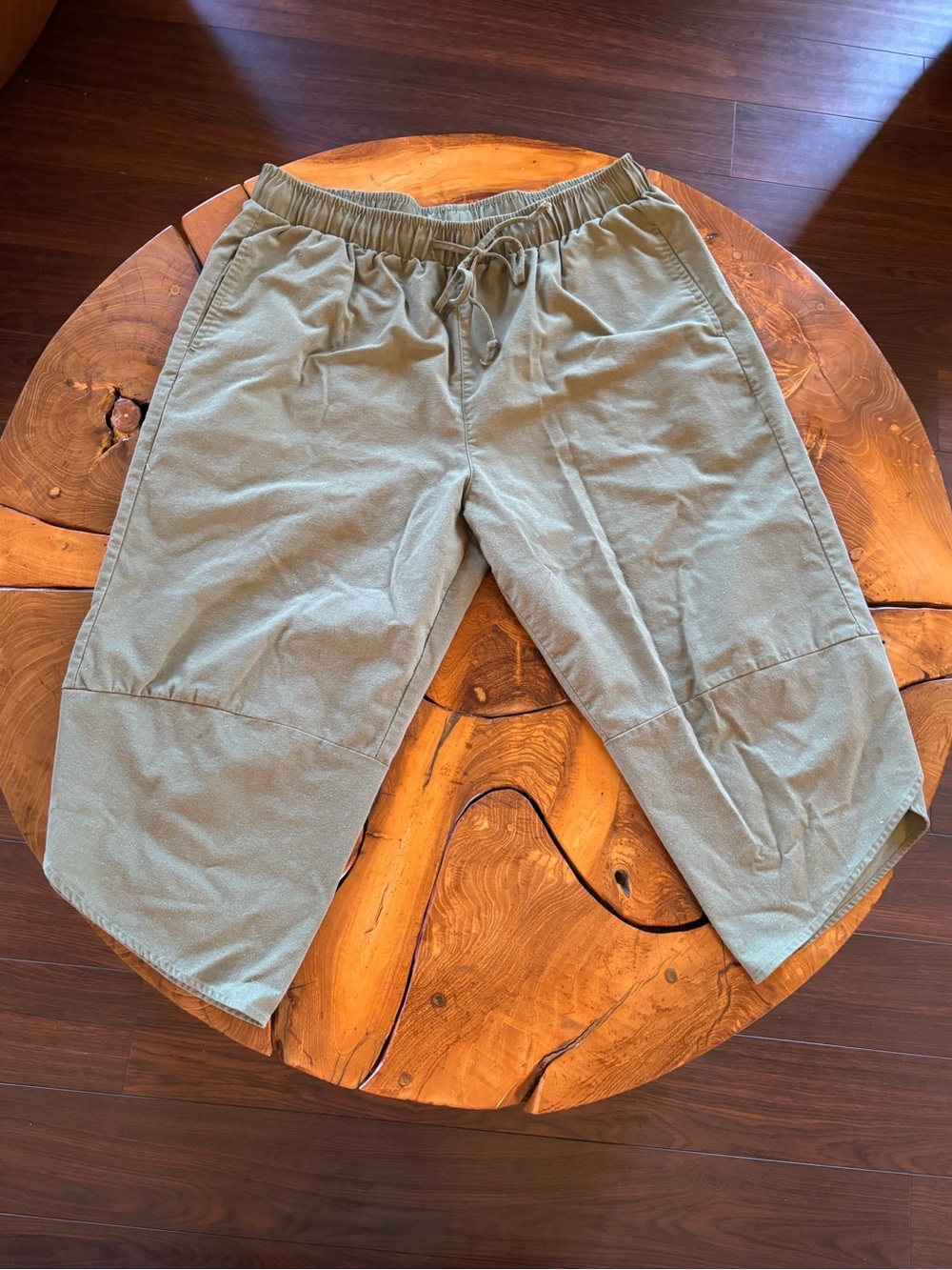 Women's Casual Pants Cropped Drawstring Olive Green Capris Coofandy